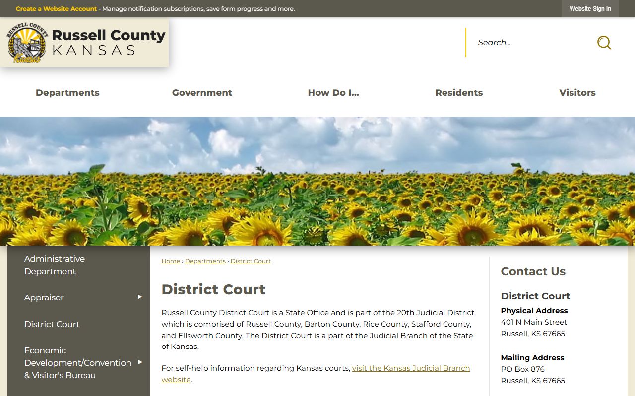 Russell County court records after arrest district court contact page
