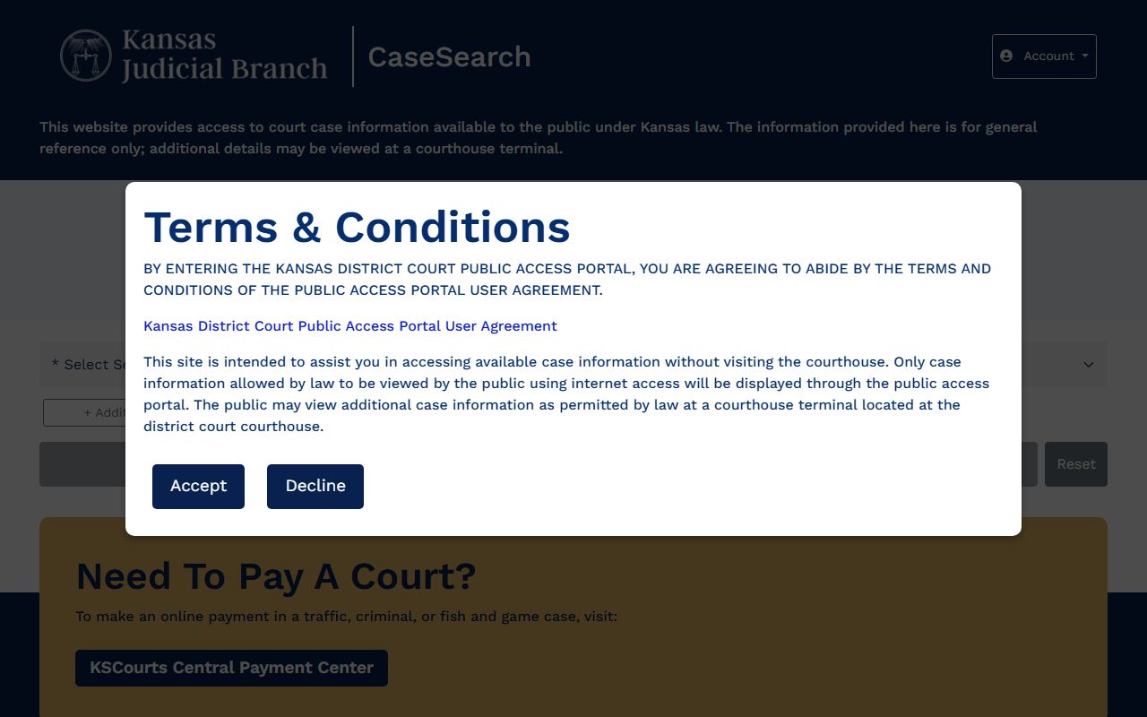 Russell County court records after arrest Kansas CaseSearch portal